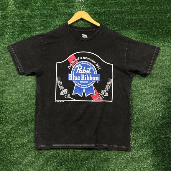 Pabst Blue Ribbon Beer Est 1844 Label T-Shirt Size Large - Picture 1 of 4